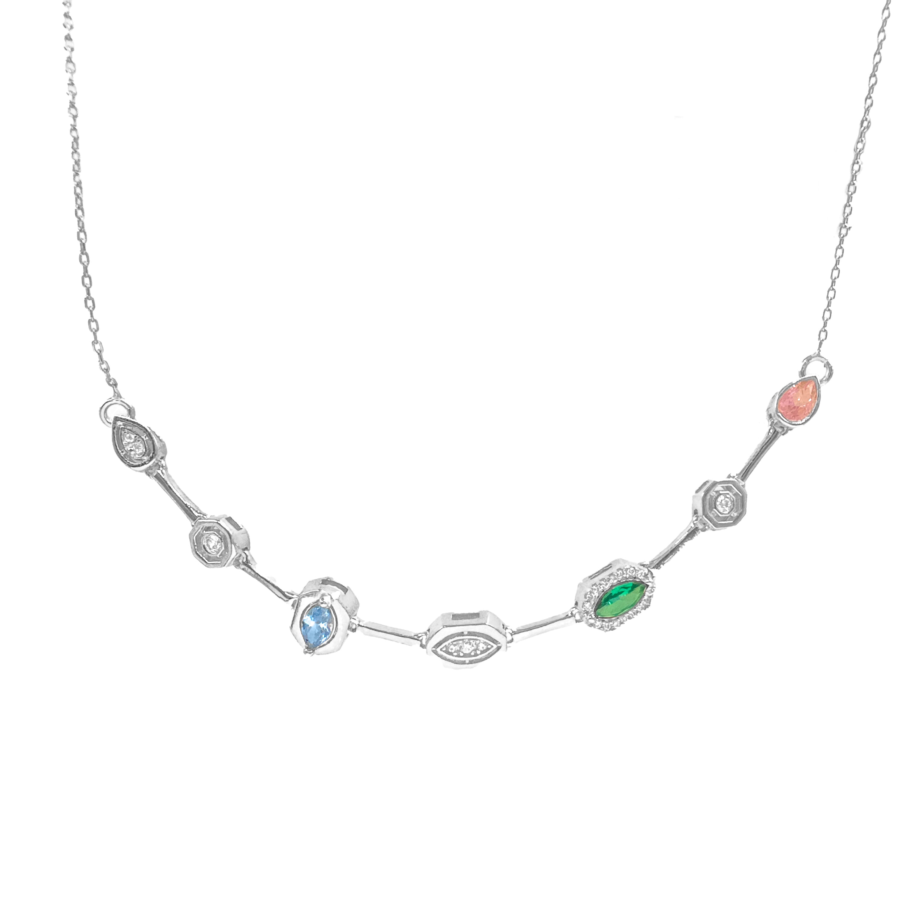 Karışık Renkli Taşlı Kolye