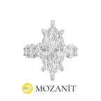 Kolu Oval Taşlı Markiz Mozanit Yüzük