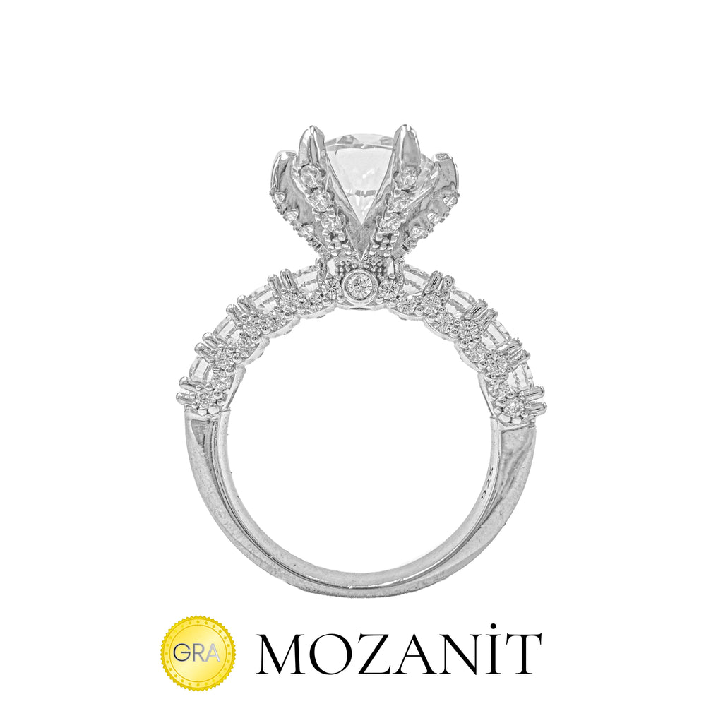 Dört Karat Mozanit Tasarım Tektaş Yüzük