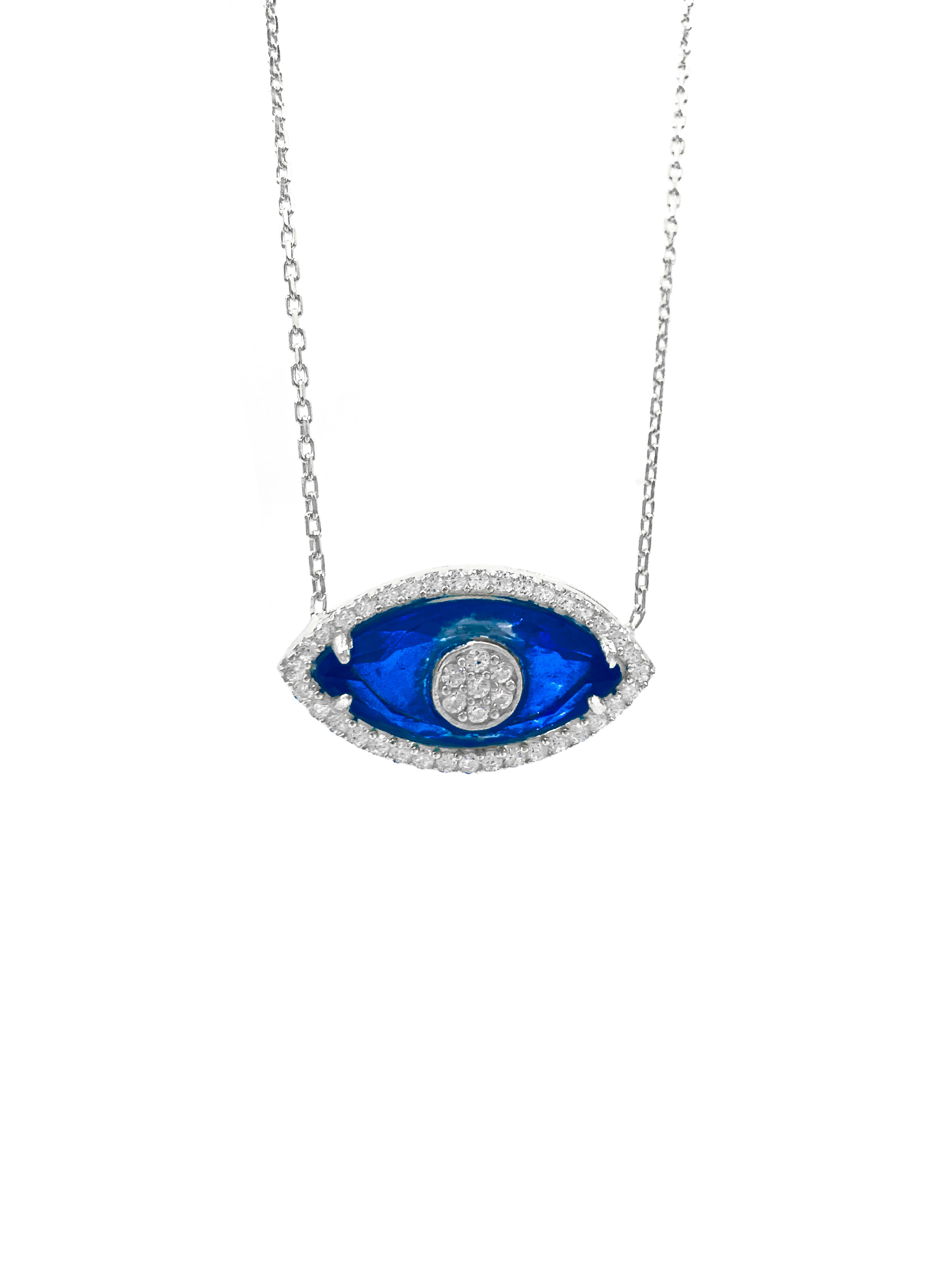 Lacivert Renkli Camgöz Kolye