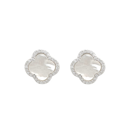 Stone Mother of Pearl Clover Earrings