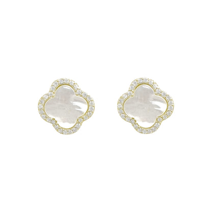 Stone Mother of Pearl Clover Earrings