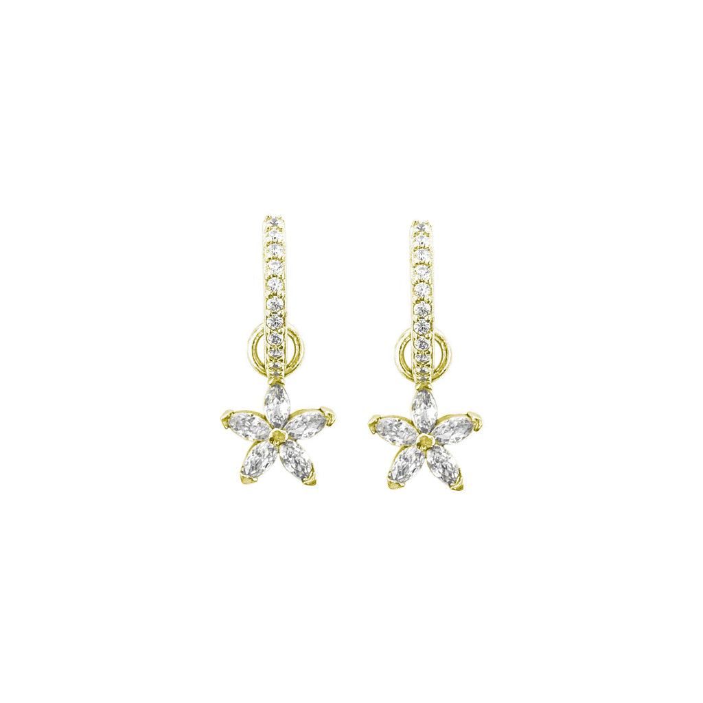 Flower Marquise Stone Hoop Earrings