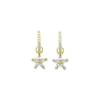 Flower Marquise Stone Hoop Earrings