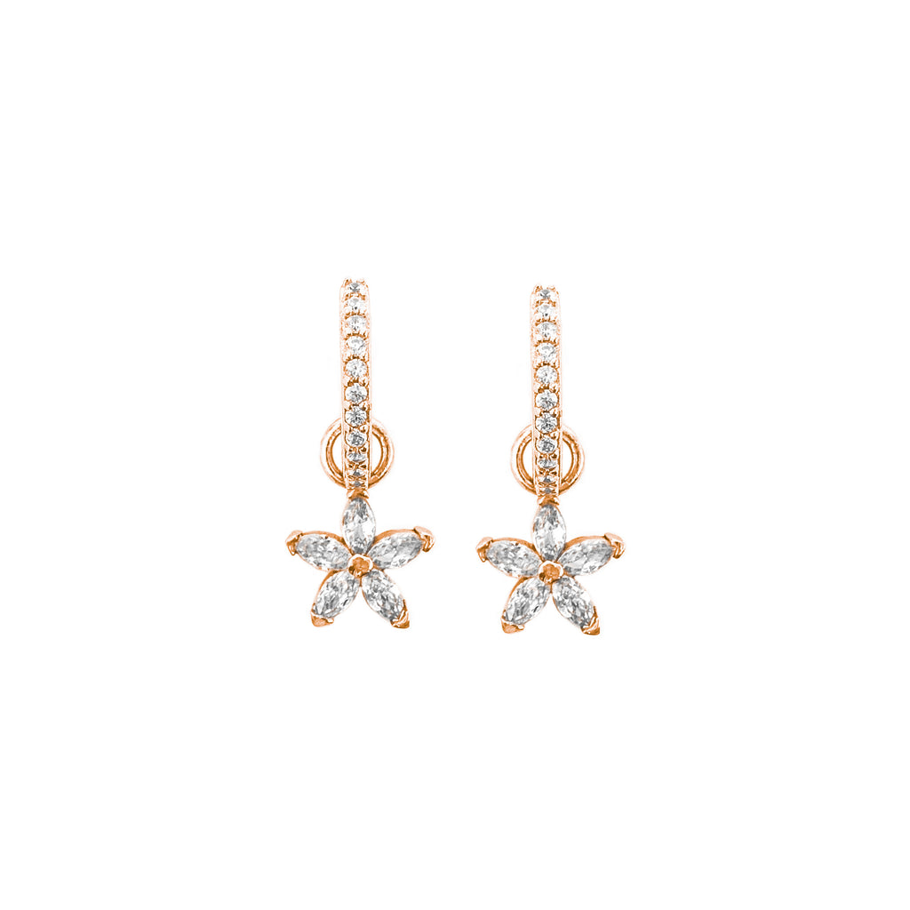Flower Marquise Stone Hoop Earrings