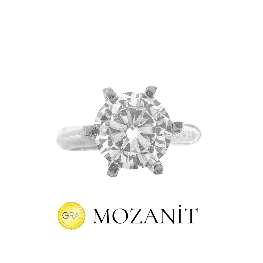 İki Karat Altı Tırnak Mozanit Tektaş Yüzük