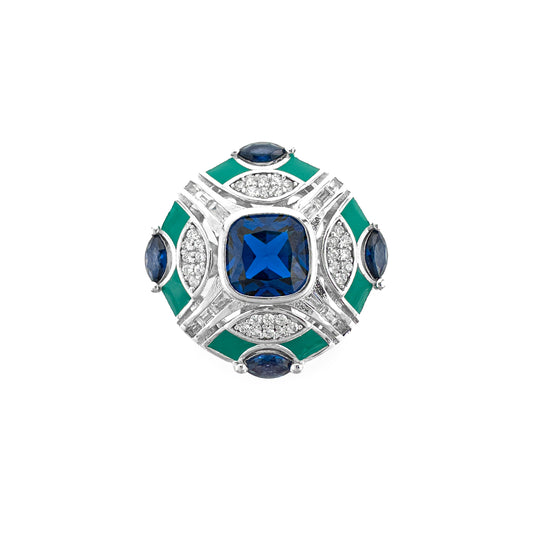 Moderner Ring aus blauem Stein