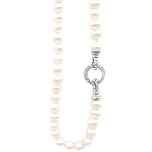 Stone Clip Pearl Necklace