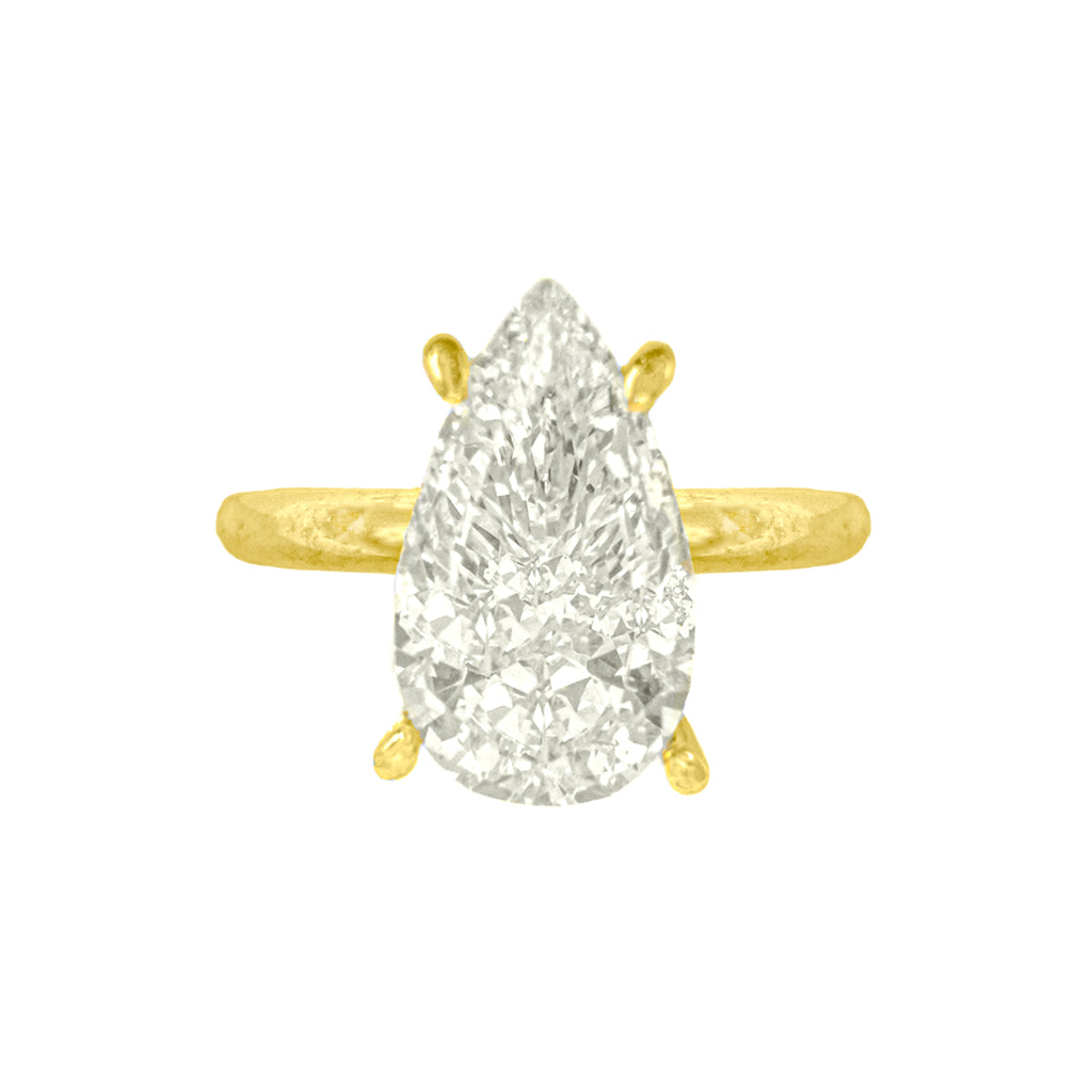 14K Taşlı Montür Damla G-Color Yüzük