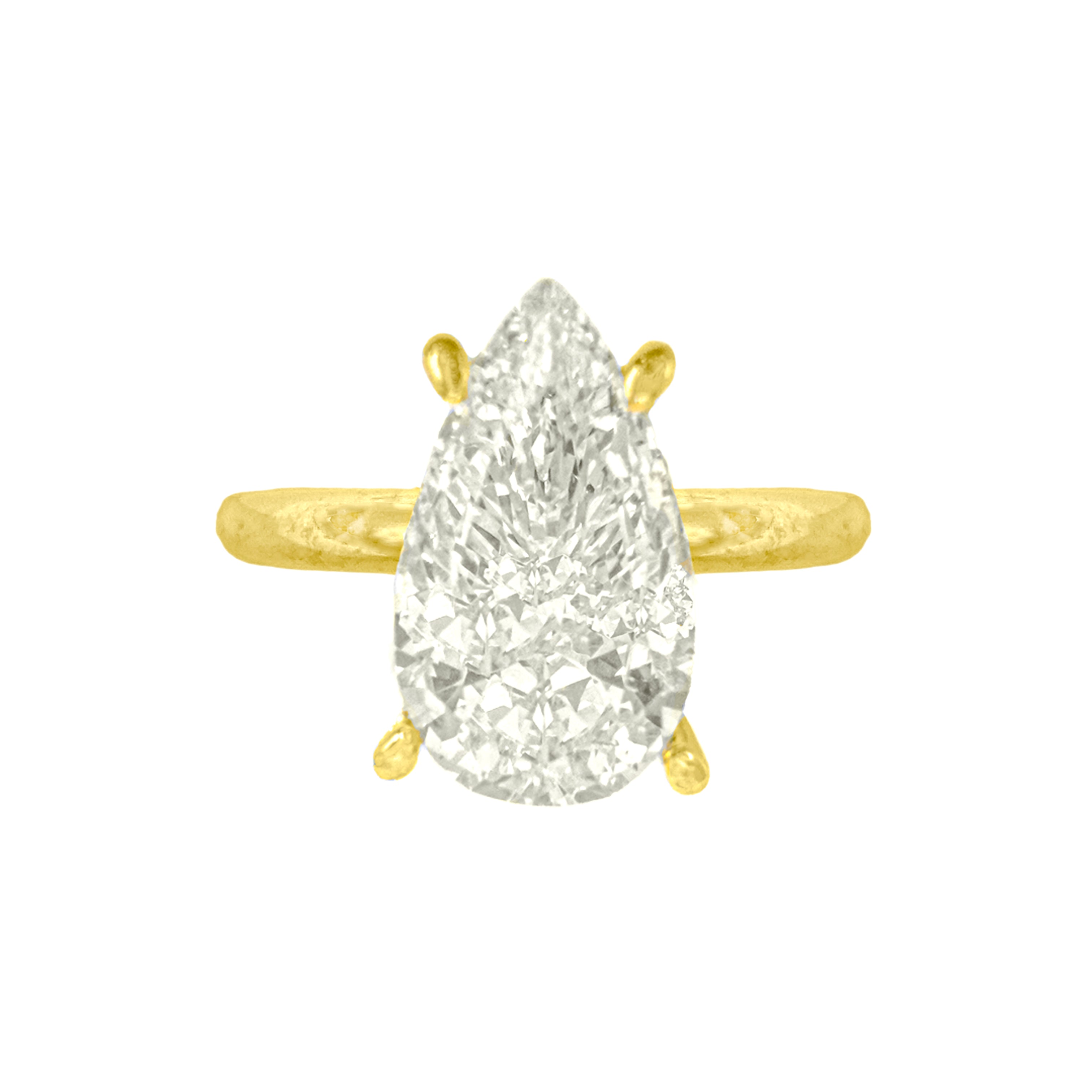 14K Taşlı Montür Damla G-Color Yüzük