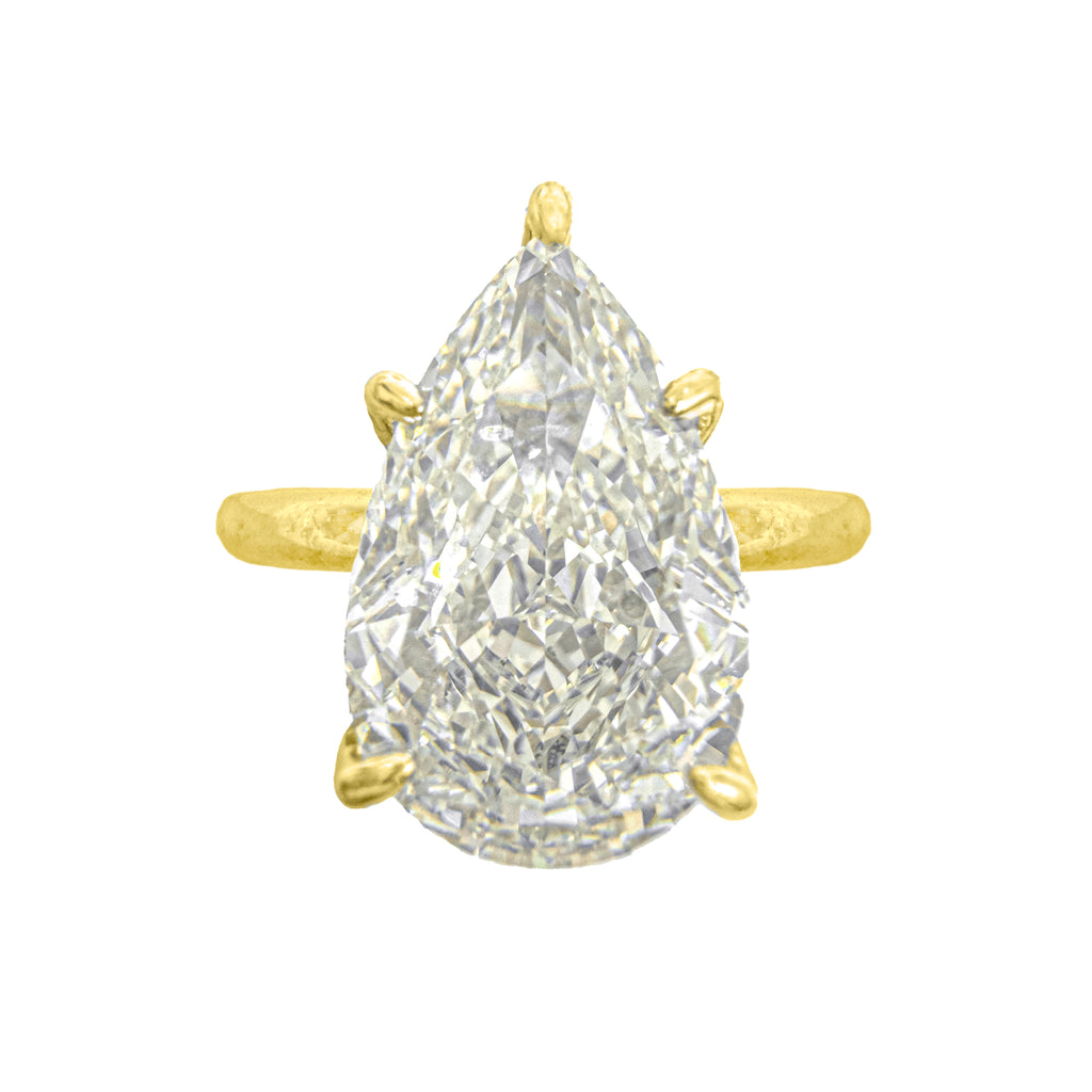 14K Taşlı Montür G-Color Pear Yüzük