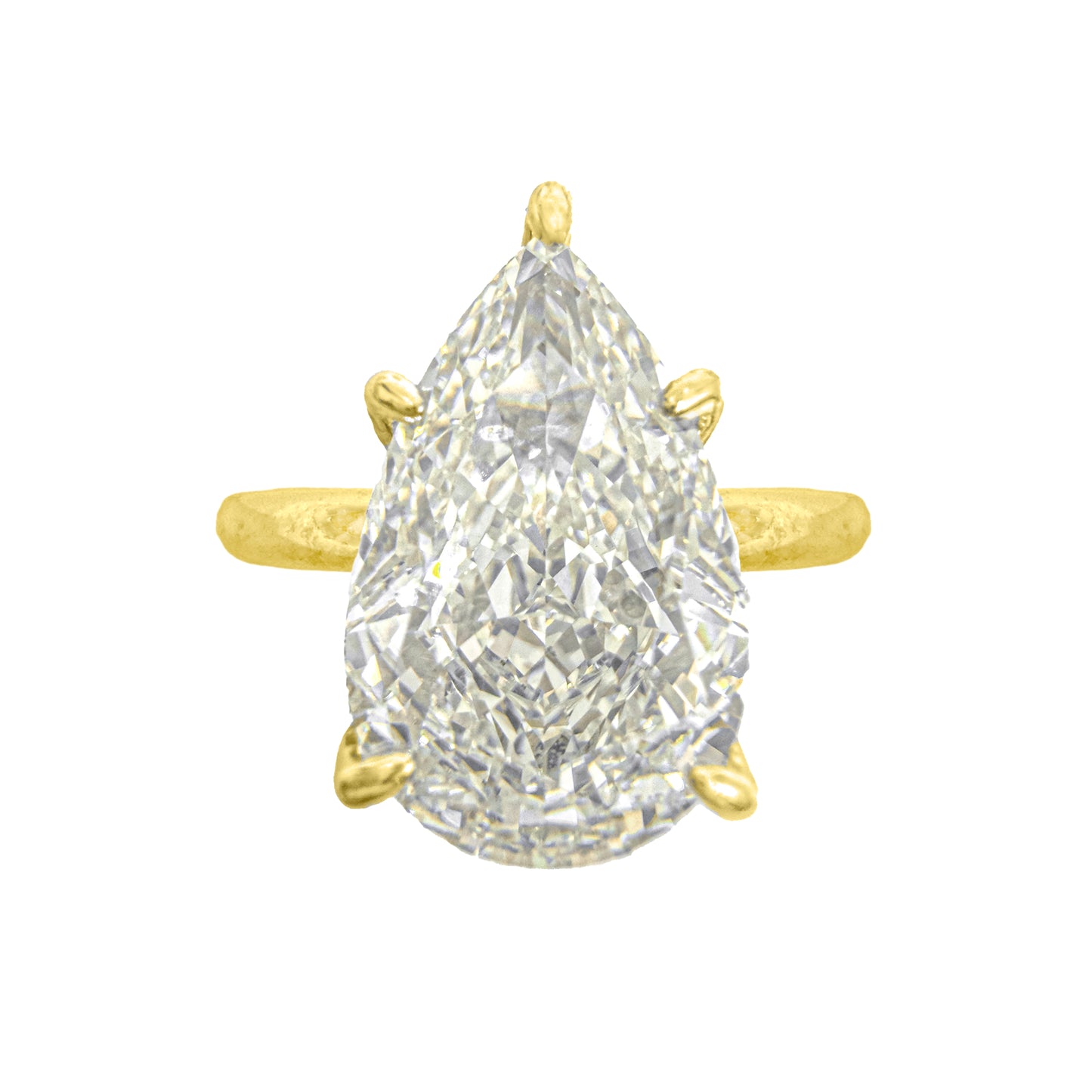 14K Taşlı Montür G-Color Pear Yüzük