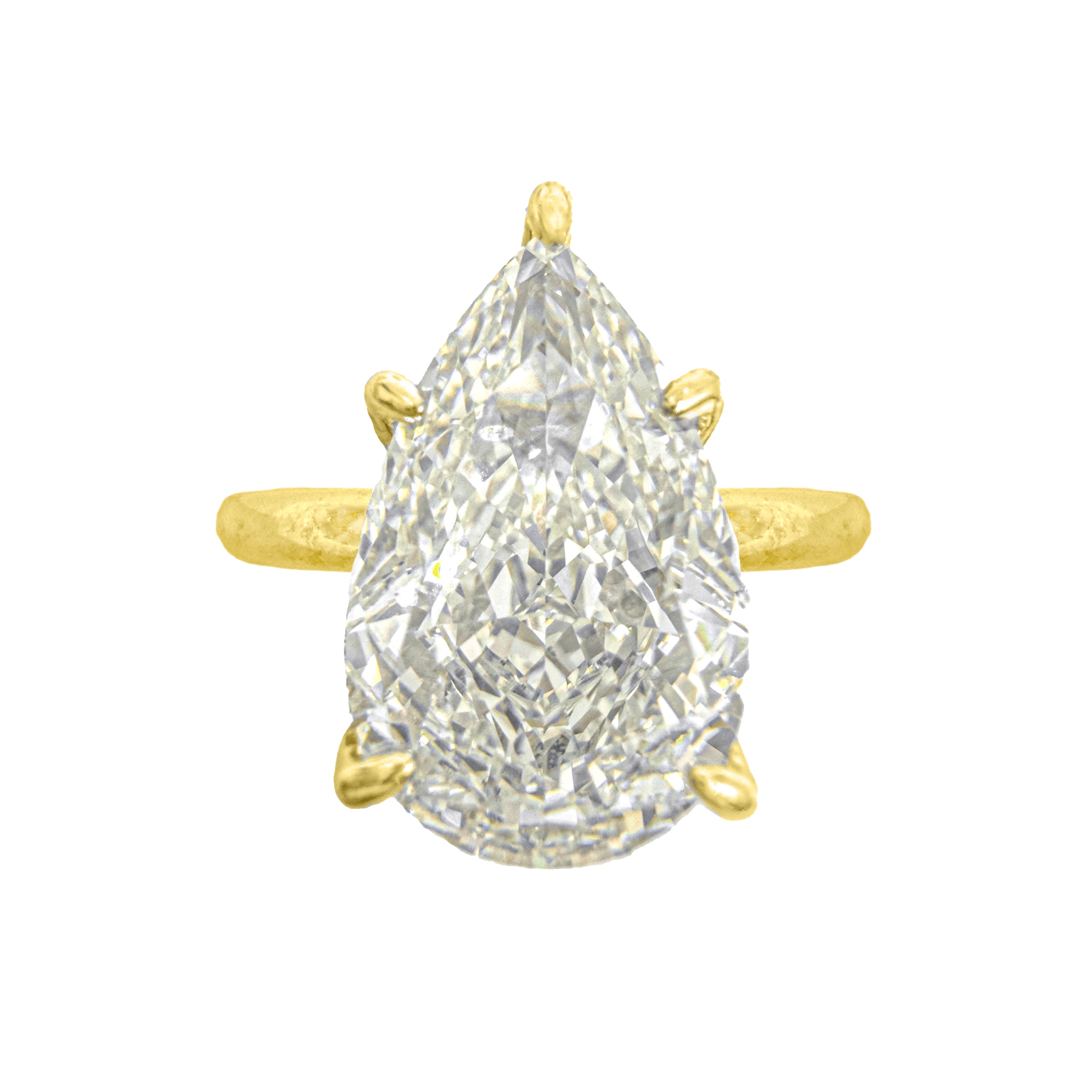 14K Taşlı Montür G-Color Pear Yüzük