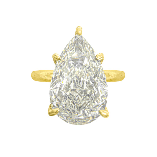 14K Taşlı Montür G-Color Pear Yüzük