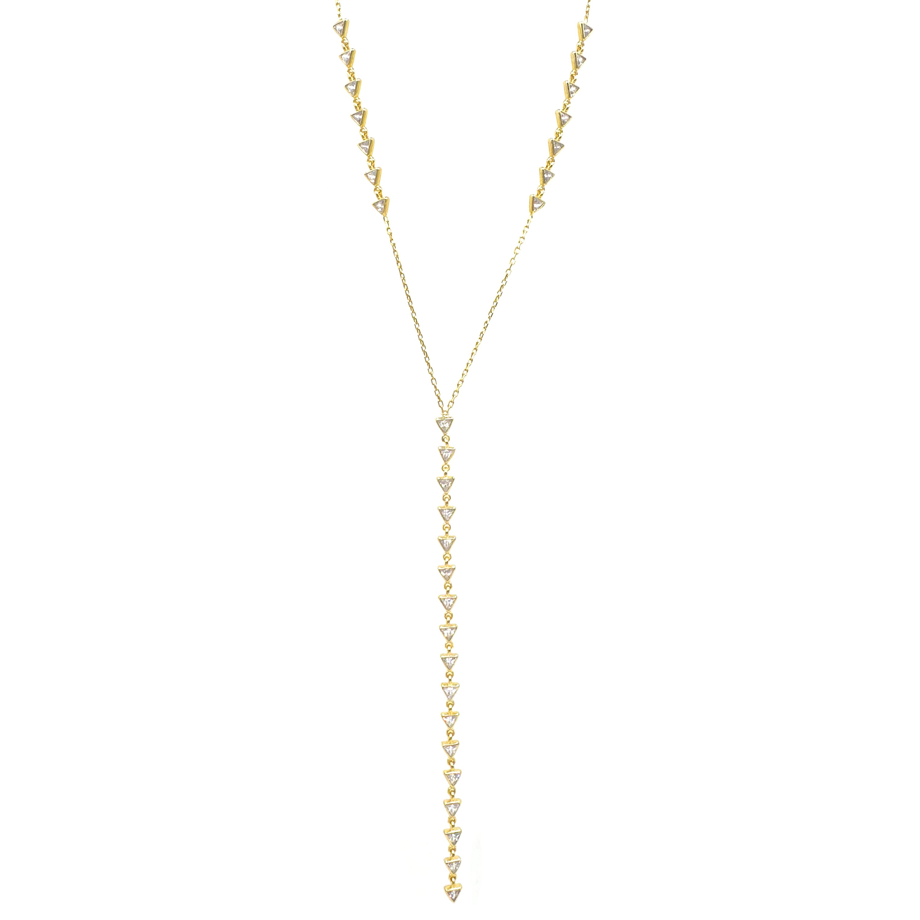 Üçgen Y Taşlı Kolye