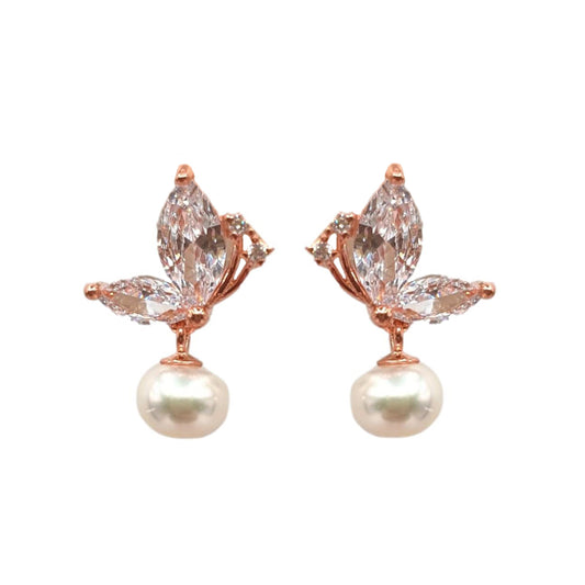 Butterfly pearl earrings