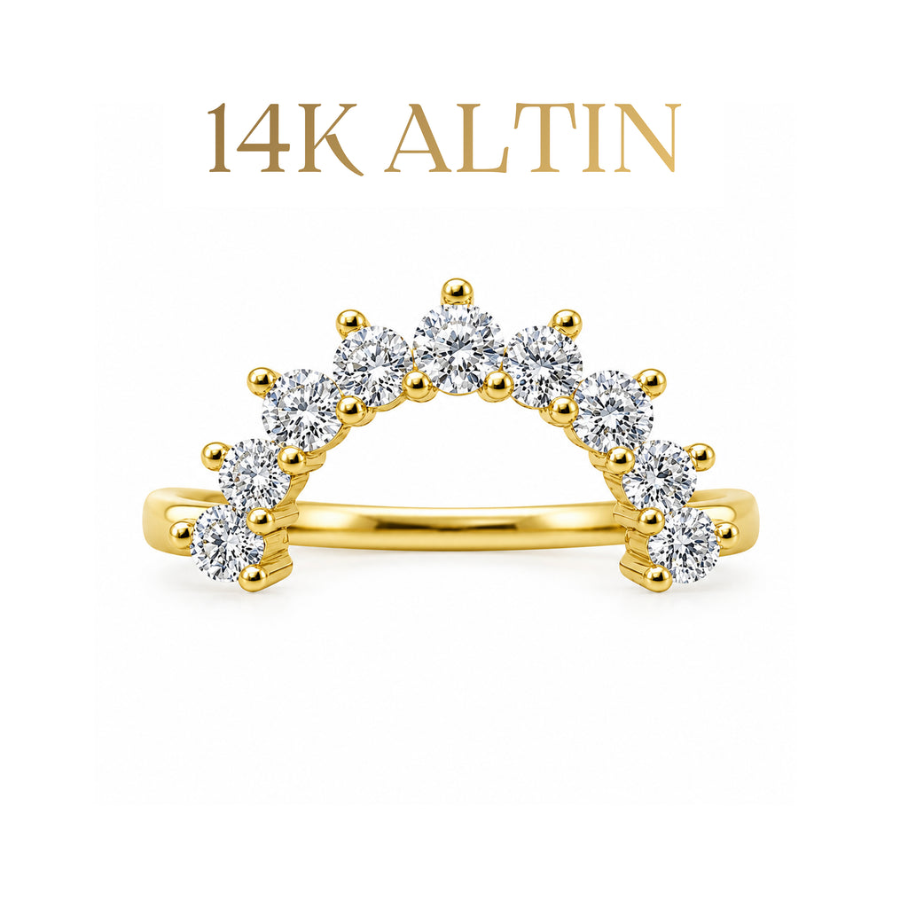 14K Half Moon Stacking Yüzük