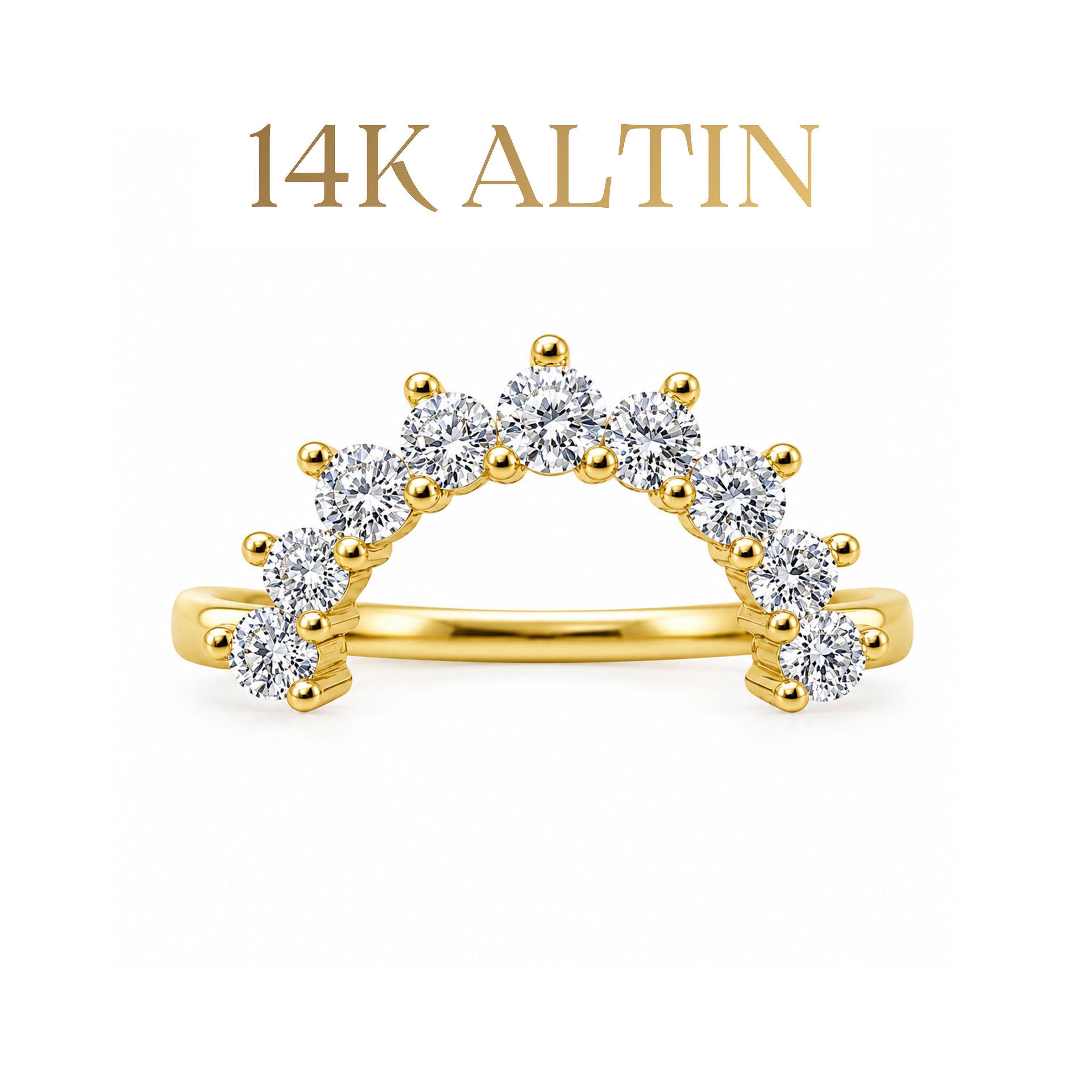 14K Half Moon Stacking Yüzük