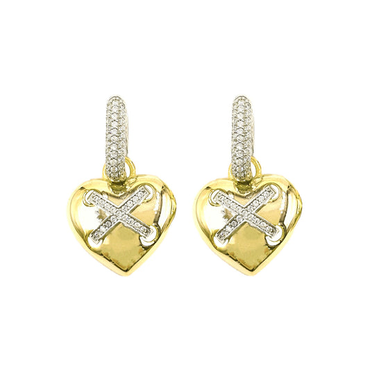 Domed X Heart Earrings