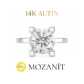 14K İki Karat Mozanit Tektaş Yüzük