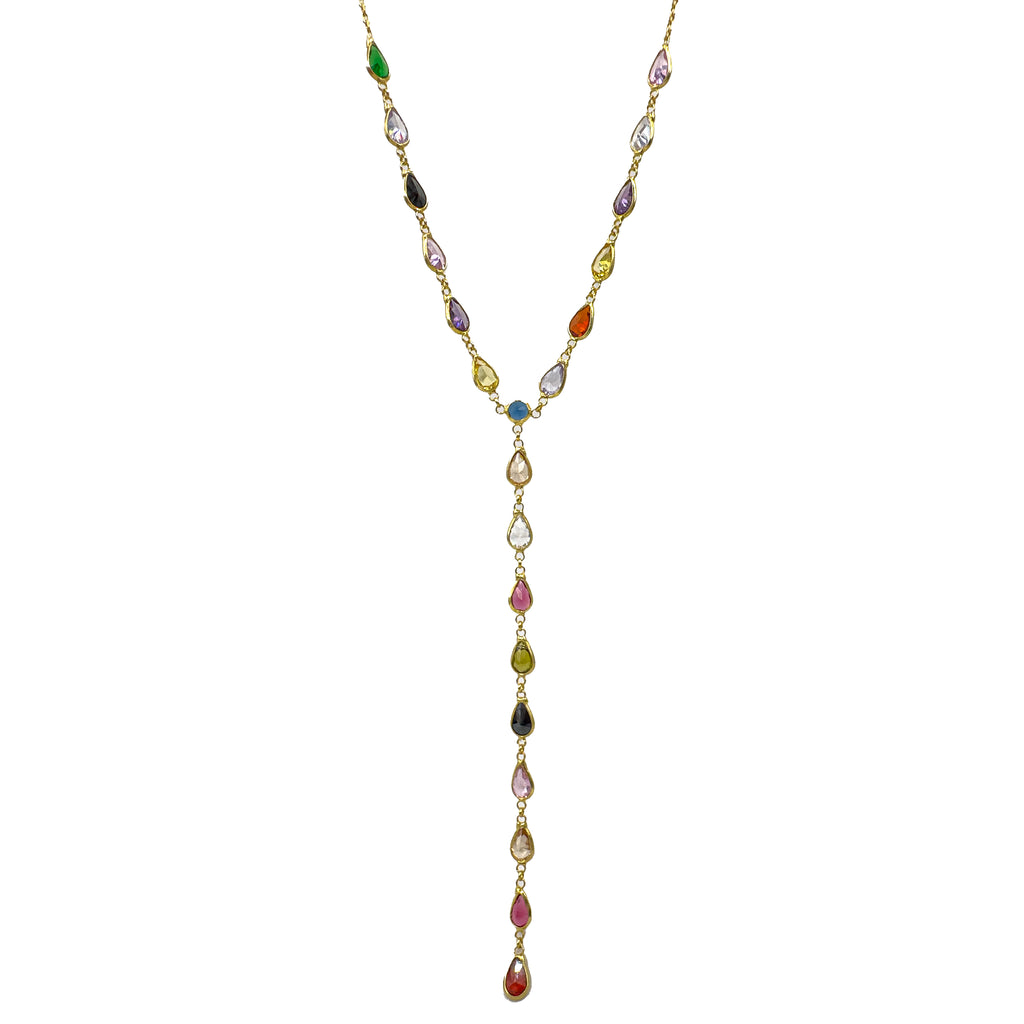 Karışık Renkli Taşlı Y Kolye