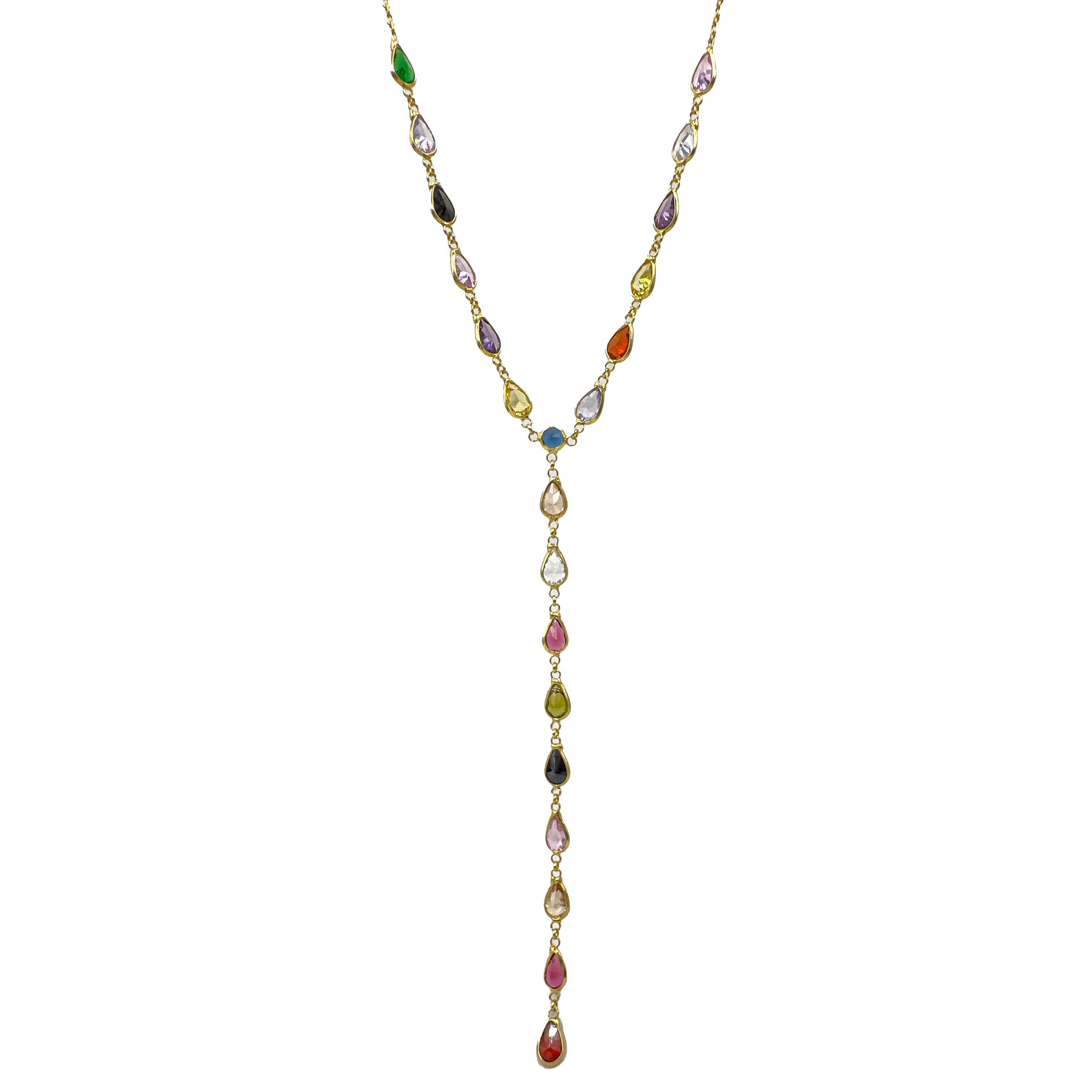 Karışık Renkli Taşlı Y Kolye