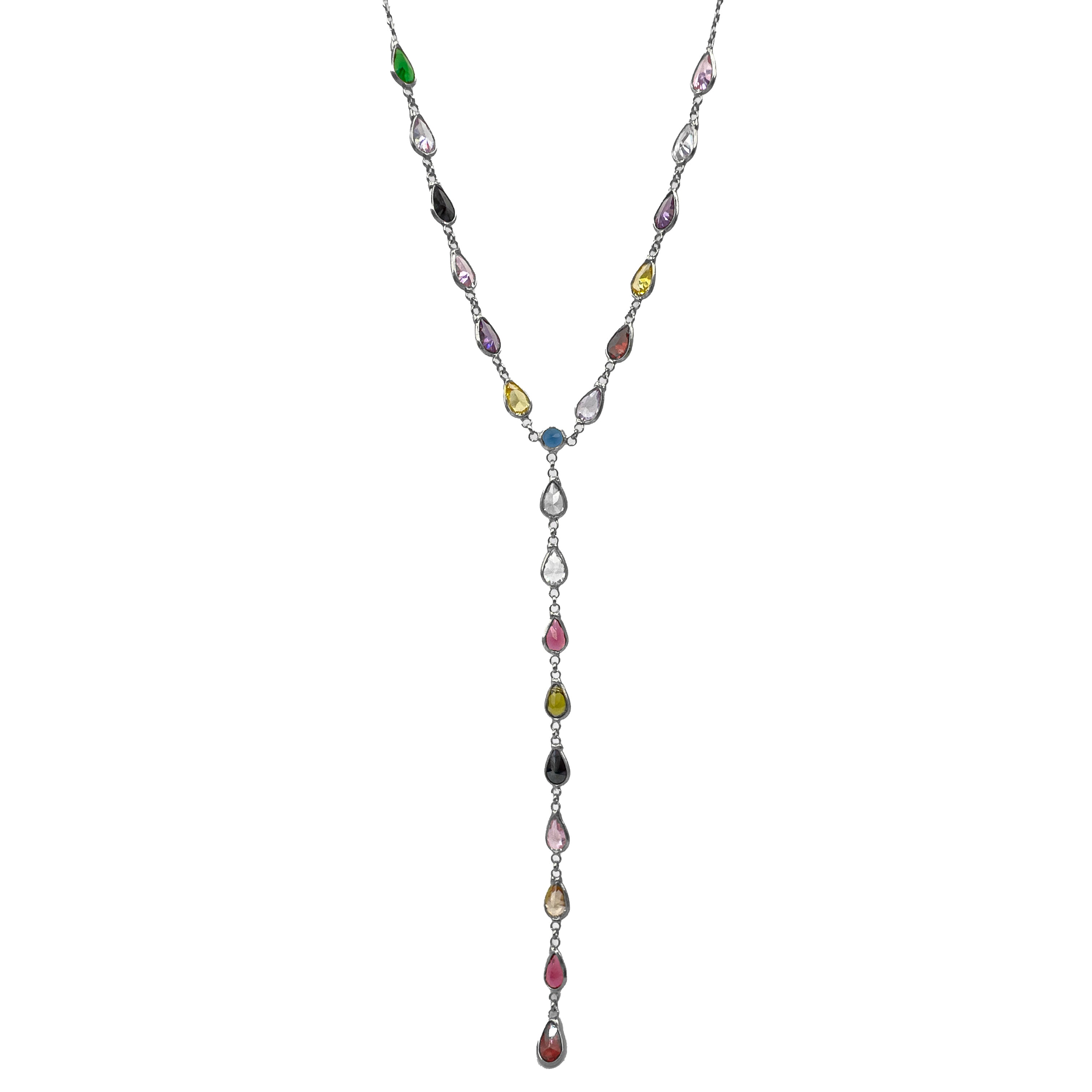 Karışık Renkli Taşlı Y Kolye