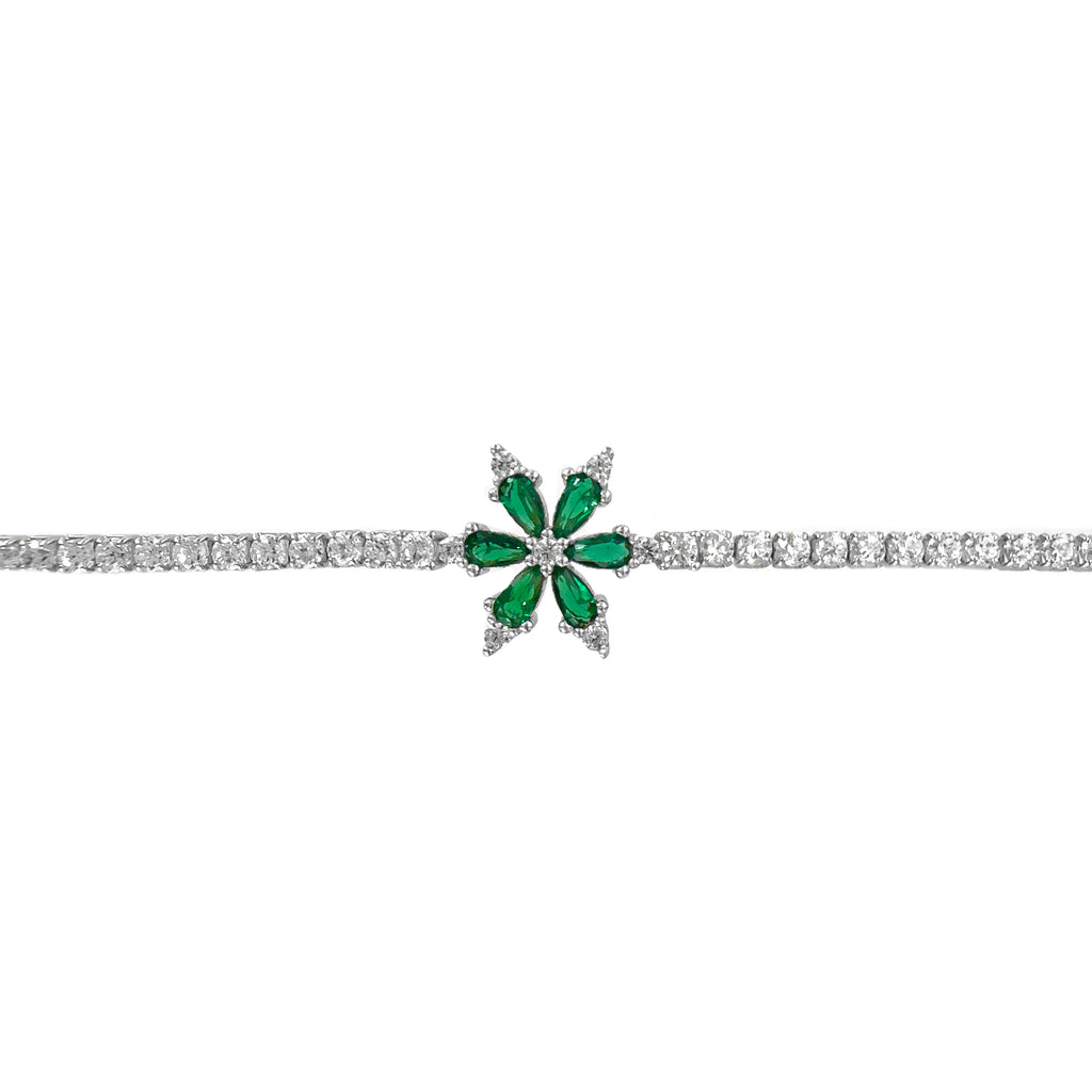 Colorful Stone Floral Tennis Bracelet