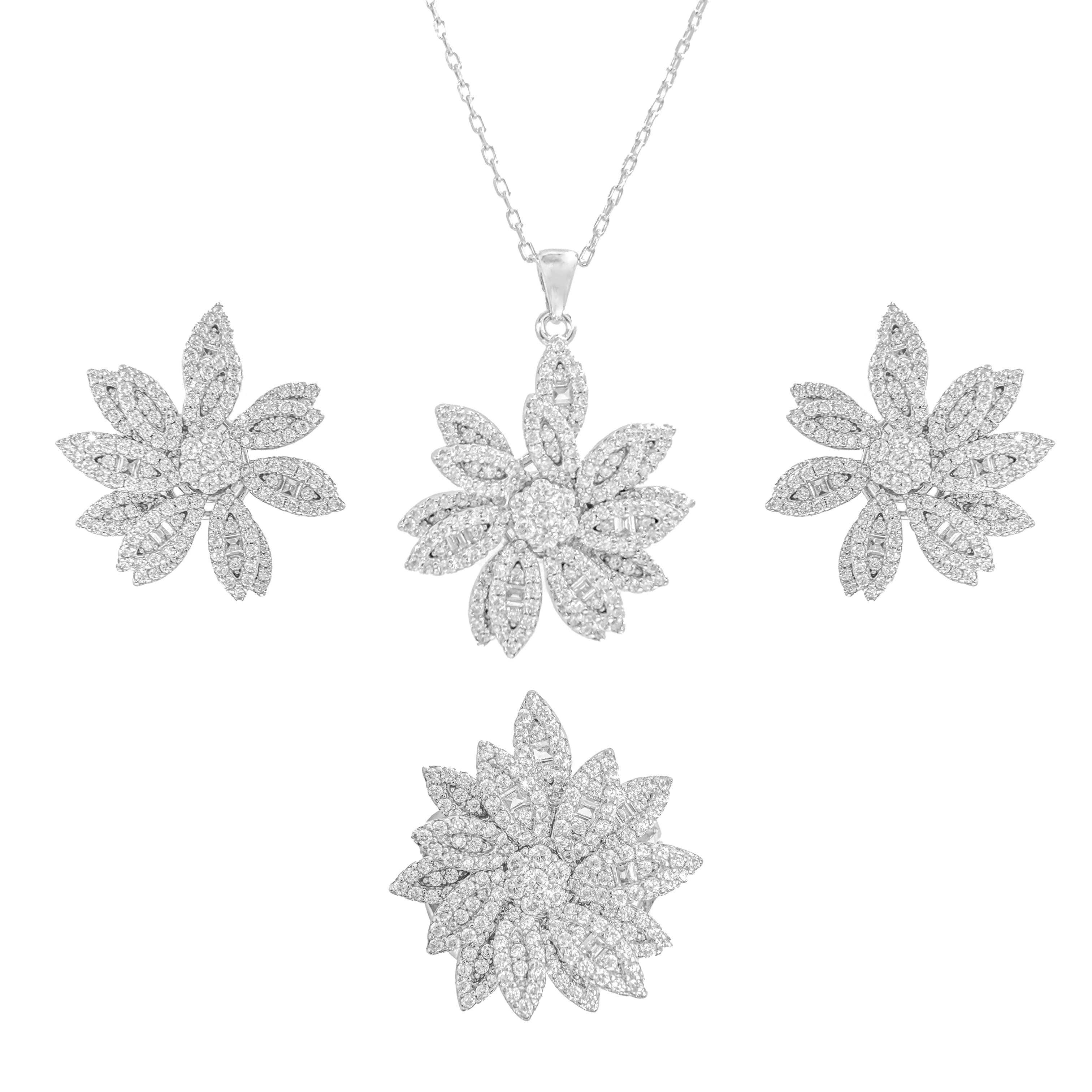 Baget Taşlı Çiçek Set