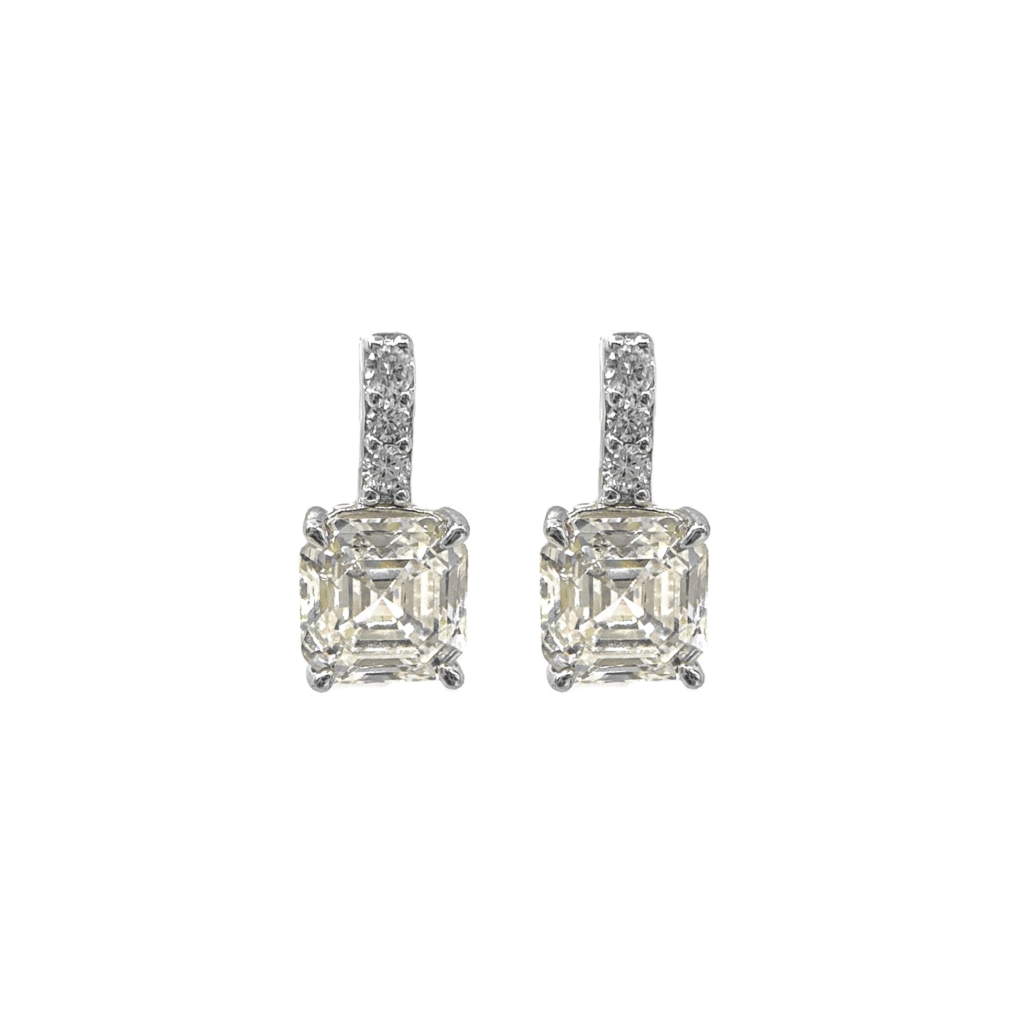 Square Moissanite Earrings with Tiny Stones