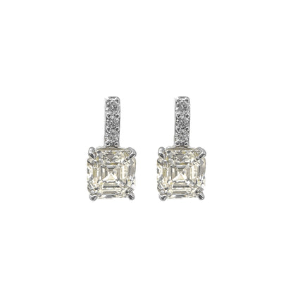 Square Moissanite Earrings with Tiny Stones