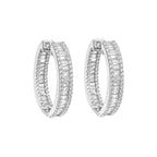 Baget Taşlı Oval Küpe - Silver