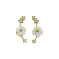 3 Stone Pearl Earrings
