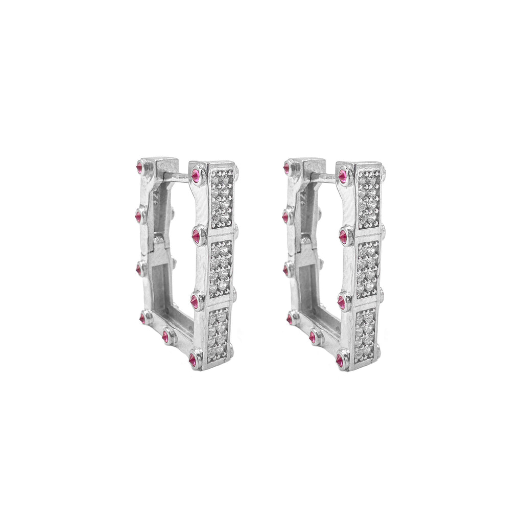 Fuşya Taşlı Serenay Küpe