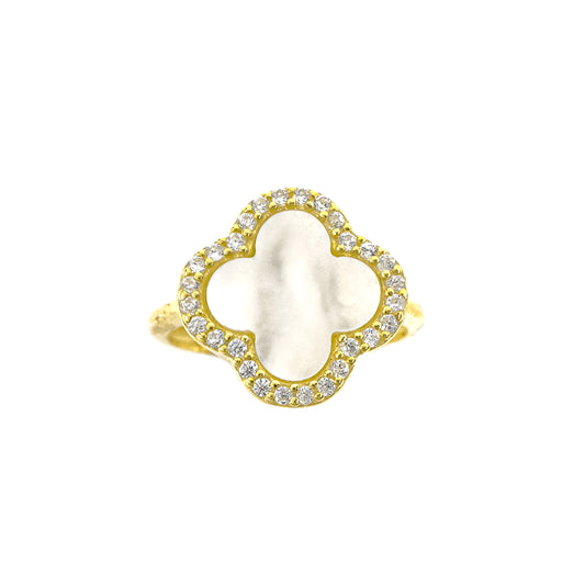 Clover Ring with Mother of Pearl Stone