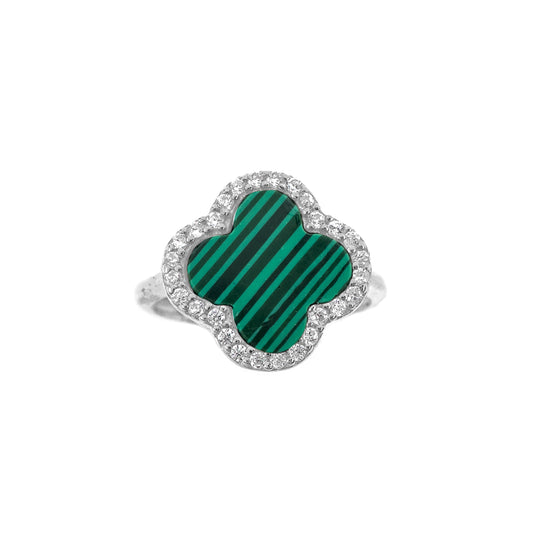 Green Striped Clover Ring