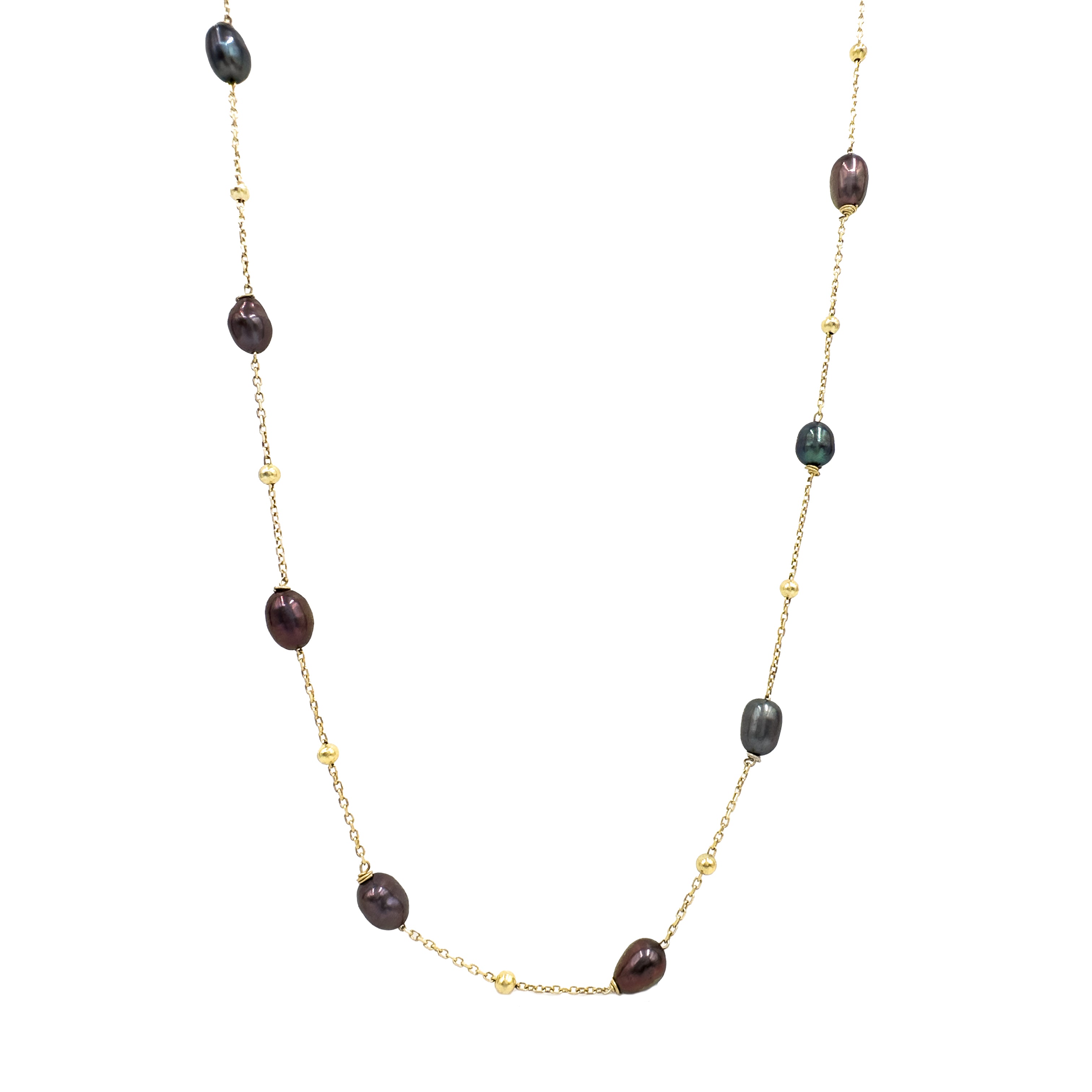 Siyah Taşlı İnci Kolye