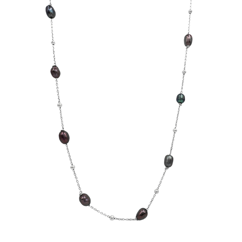 Siyah Taşlı İnci Kolye