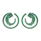 Yeşil Taşlı Tasarım Yuvarlak Küpe