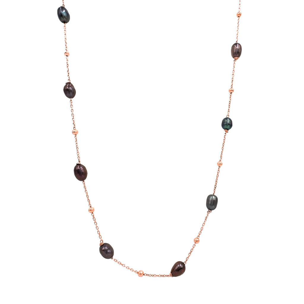 Siyah Taşlı İnci Kolye