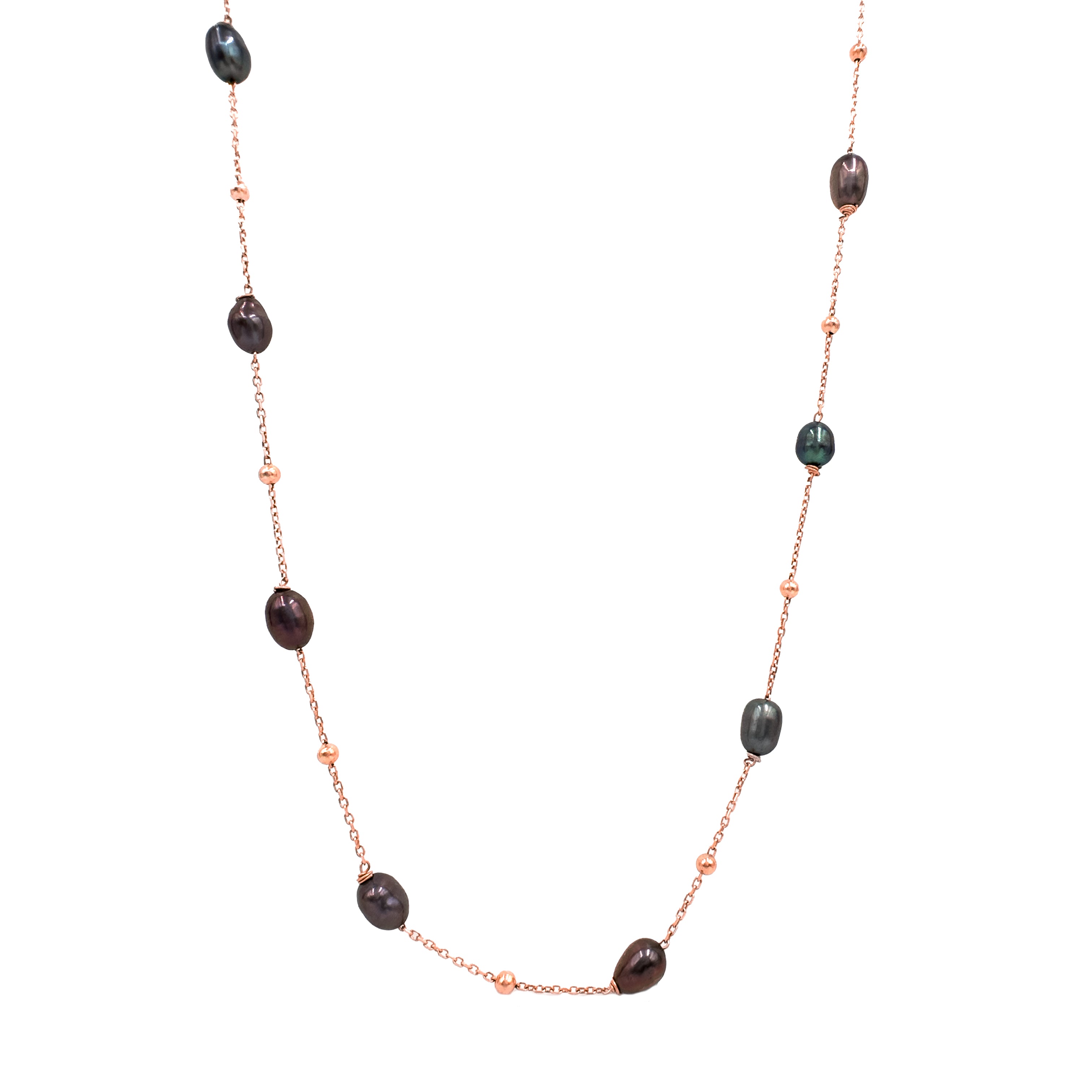 Siyah Taşlı İnci Kolye