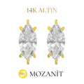 14K Taşlı Montür Markiz Mozanit Küpe