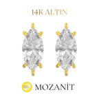 14K Taşlı Montür Markiz Mozanit Küpe