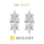 14K Taşlı Montür Markiz Mozanit Küpe