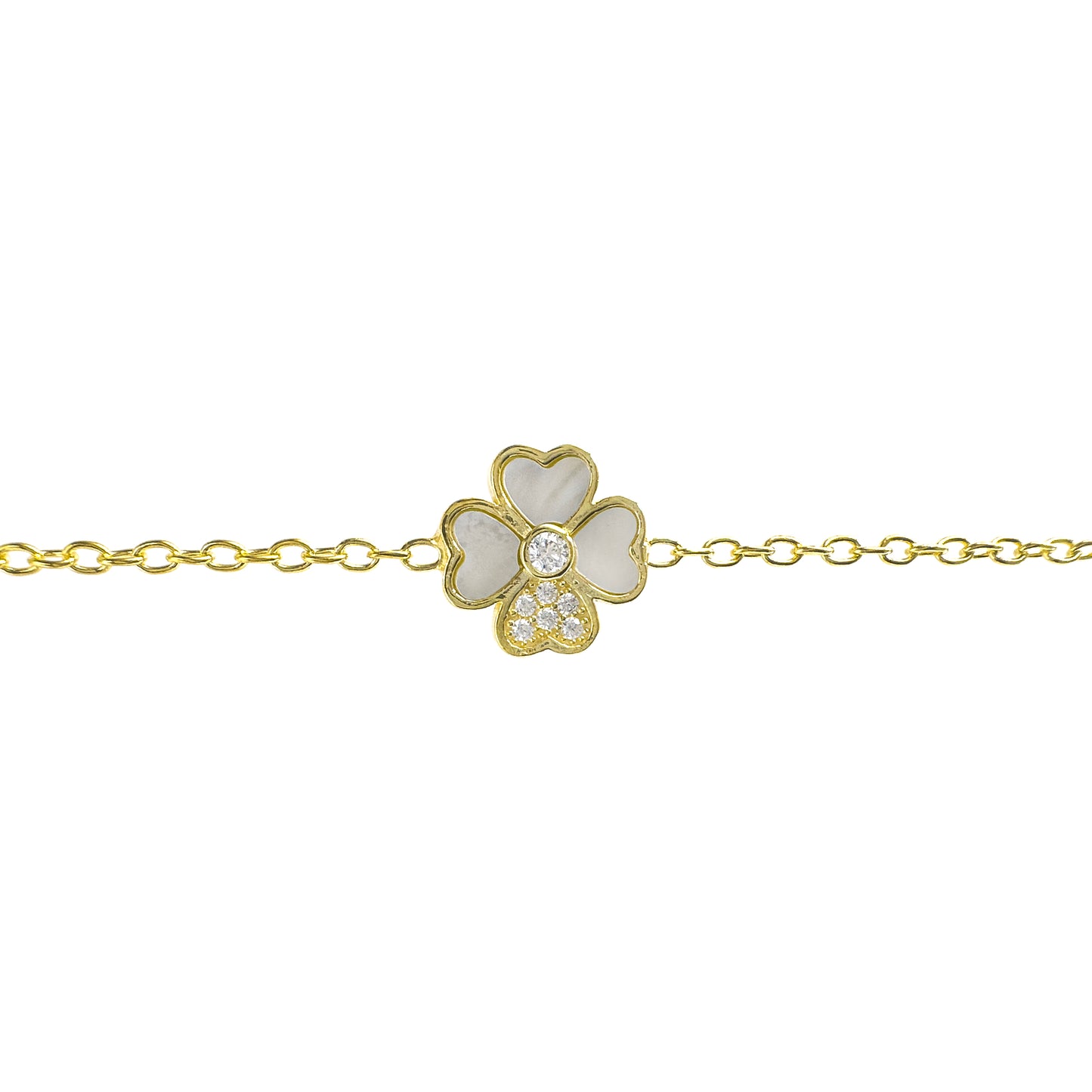 Mother of Pearl Stone Clover Bracelet