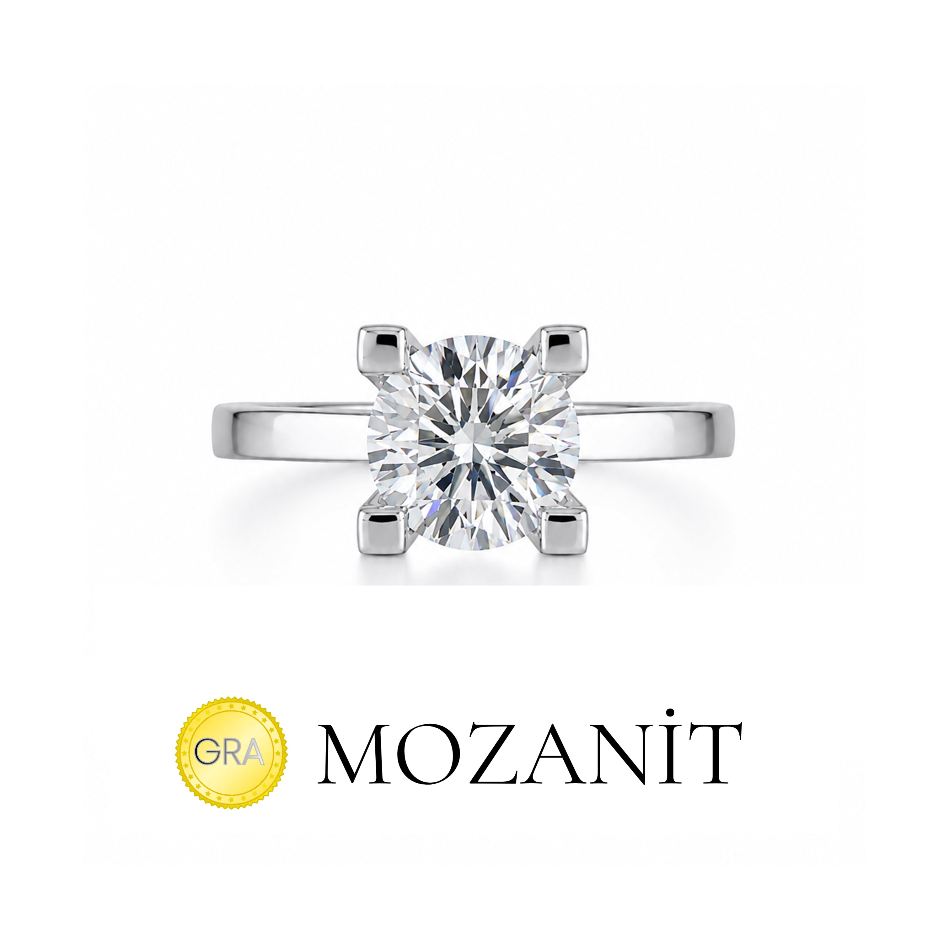 0.80 Karat Mozanit Tektaş Yüzük