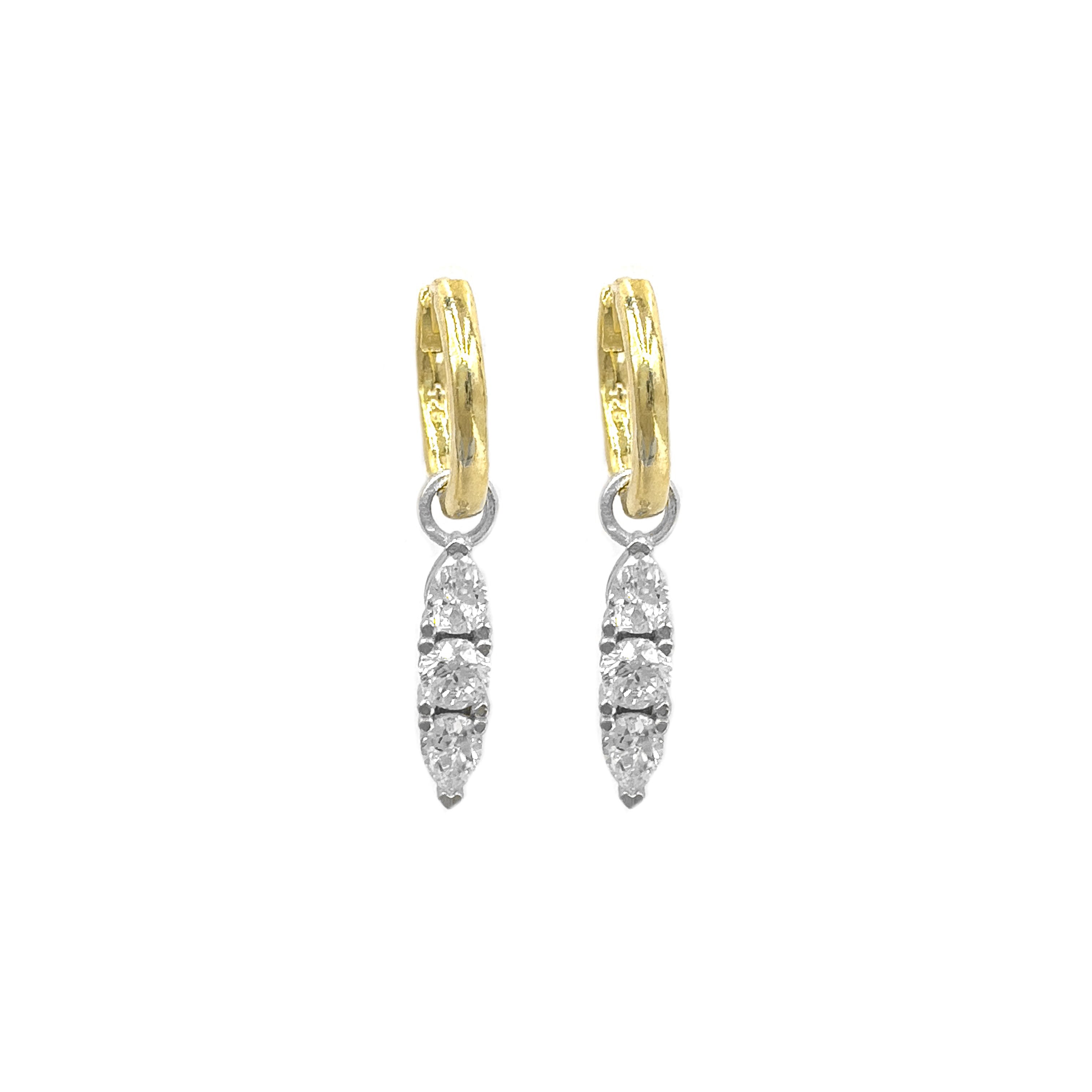 Taşlı Çift Renk Küpe