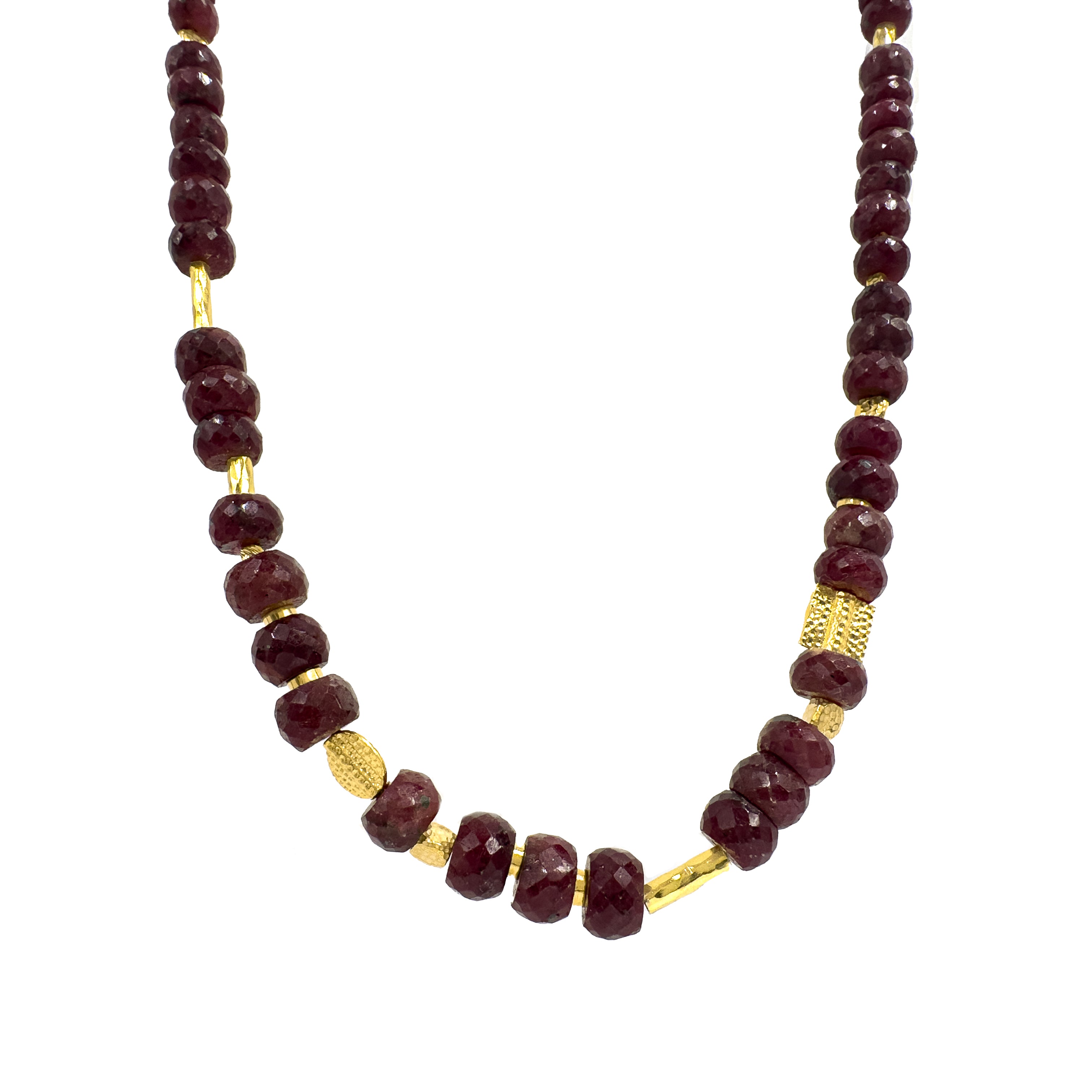 Çubuk Gold Detaylı Yakut Taşlı Kolye