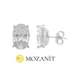 Taşlı Montür Mozanit Oval Küpe