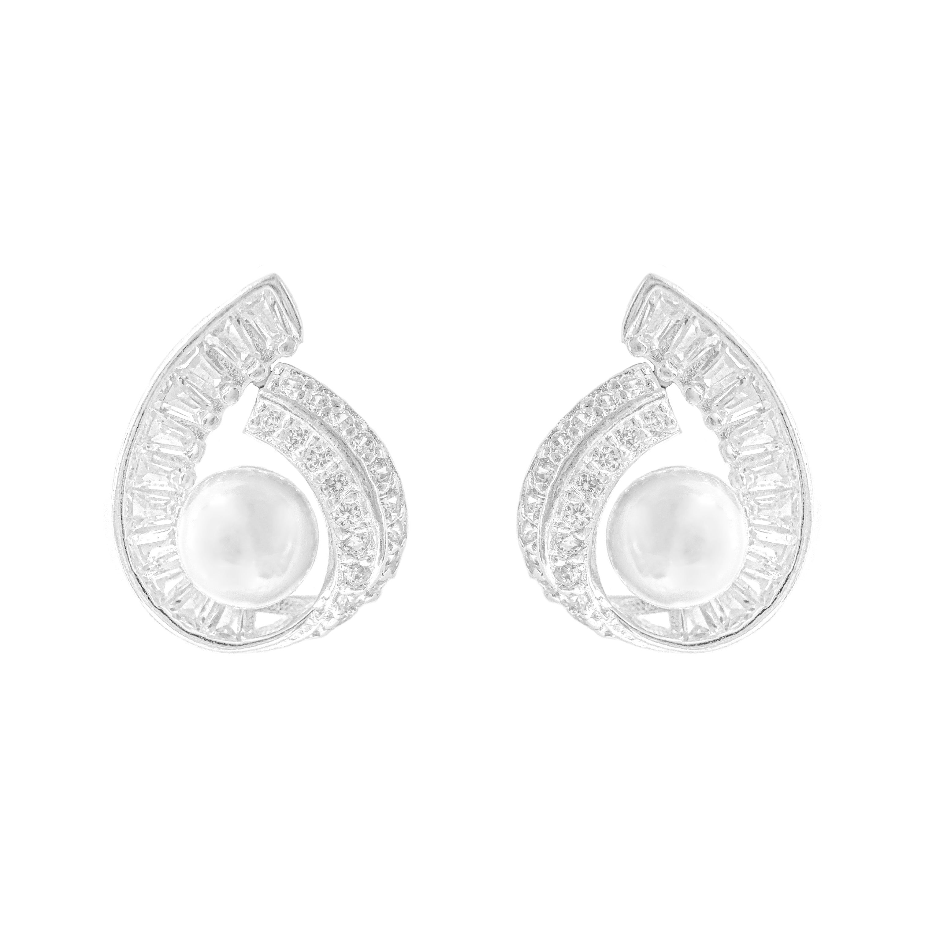 Baget Taşlı İncili Küpe